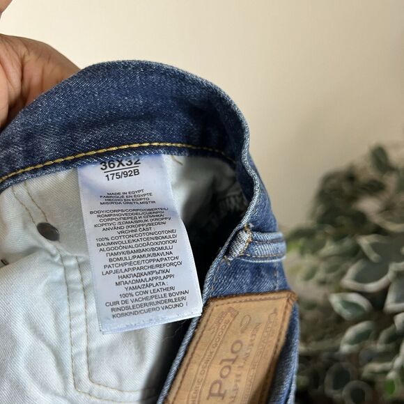 Polo Ralph Lauren Mens Jeans The Sullivan Slim Patchwork Blue Jeans Size 36 X 32 - Picture 6 of 6